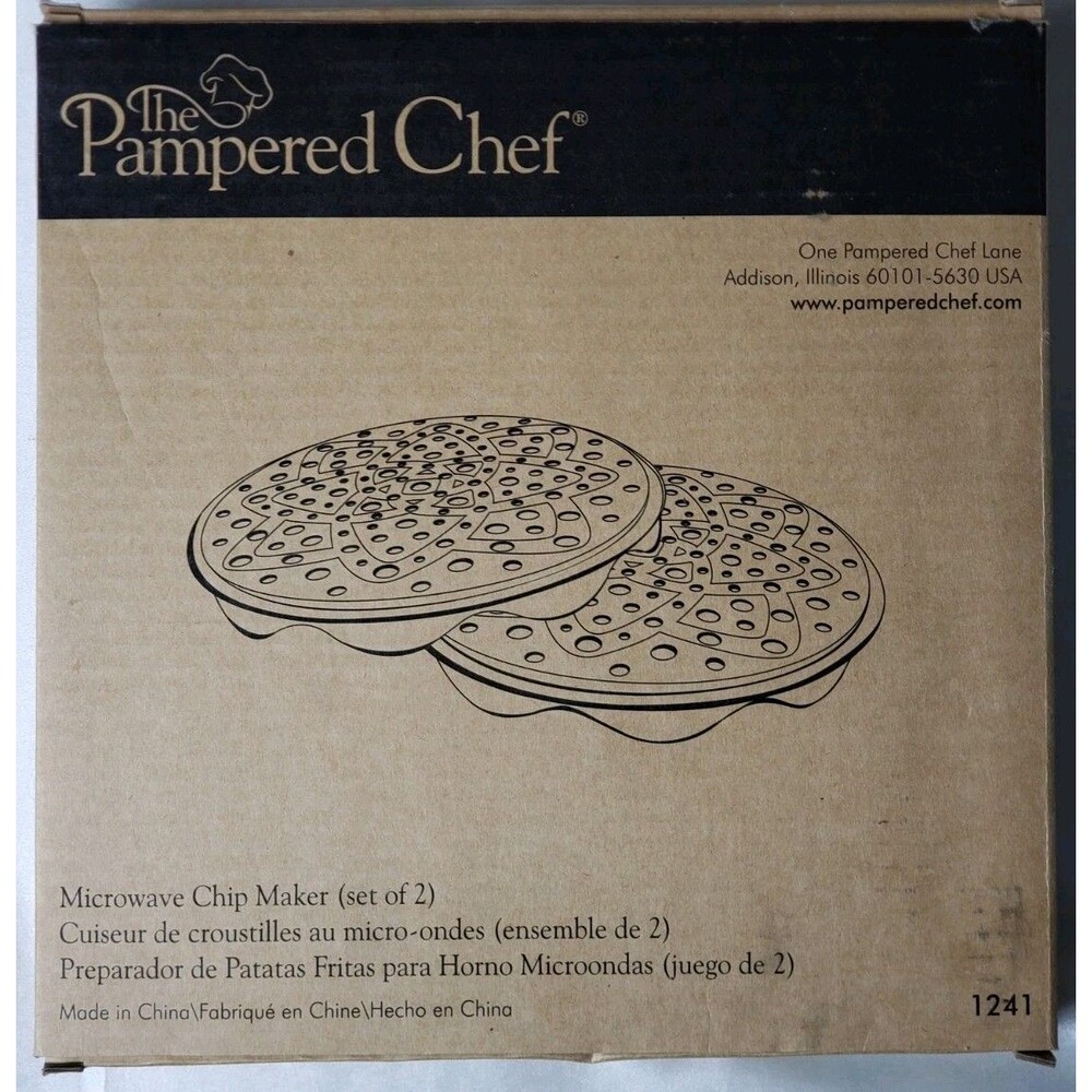 The Pampered Chef Microwave Chip Maker #1241 Set of 2, New Sealed In A Box China